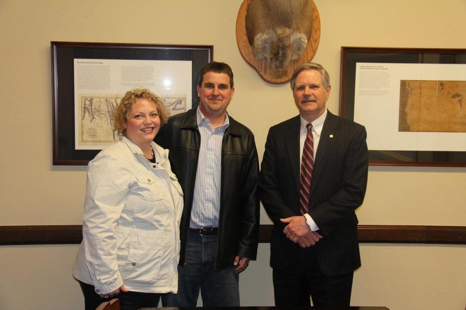 Outstanding Young Farmer Award Winners-March, 2013- Senator Hoeven meets with North Dakotans Troy and Bobbie Jo Uglem, winners of the National Ag Day Outstanding Young Farmer Award. 